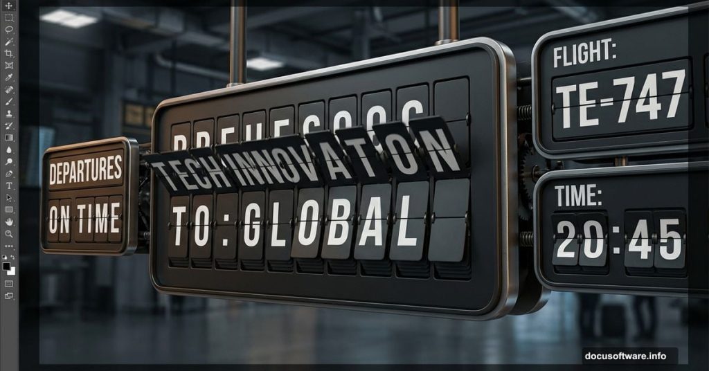 Retro mechanical split-flap airport display board with rotating letter tiles