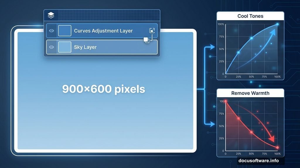 Curves adjustment layer with blue and red color grading