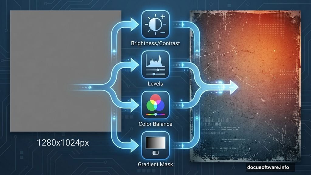 Grunge background creation using adjustment layers and texture blending in Photoshop