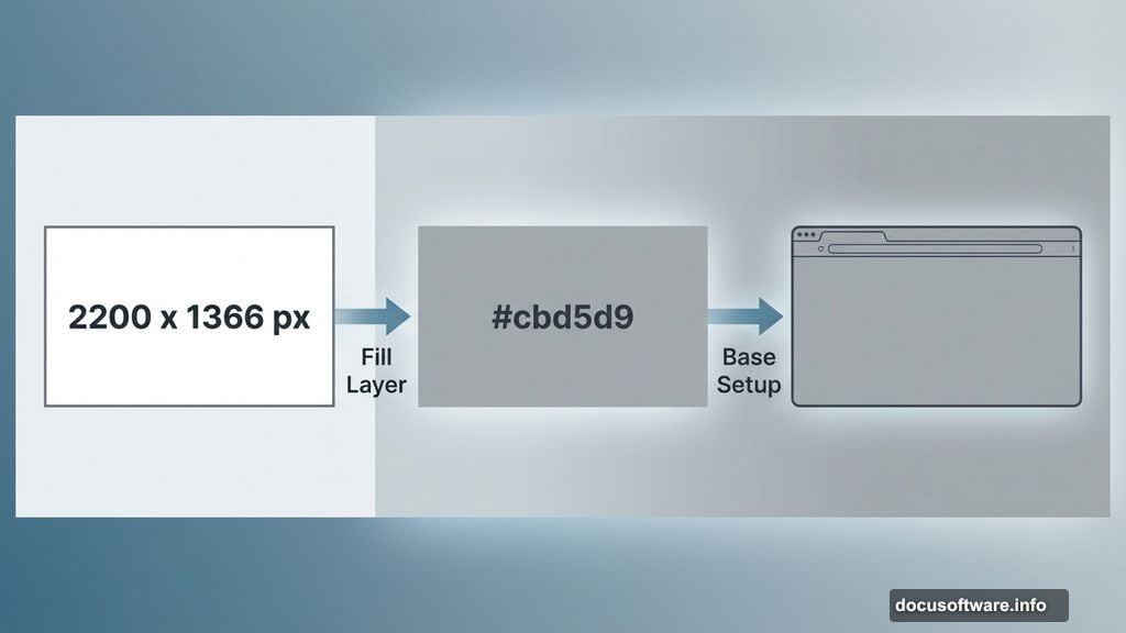 Canvas setup with solid color fill layer for rainy window scene
