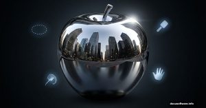 Chrome metallic apple with realistic reflections demonstrating Photoshop rendering techniques