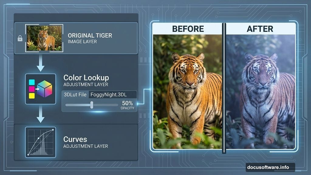 Color grading tiger with adjustment layers and curves in Photoshop