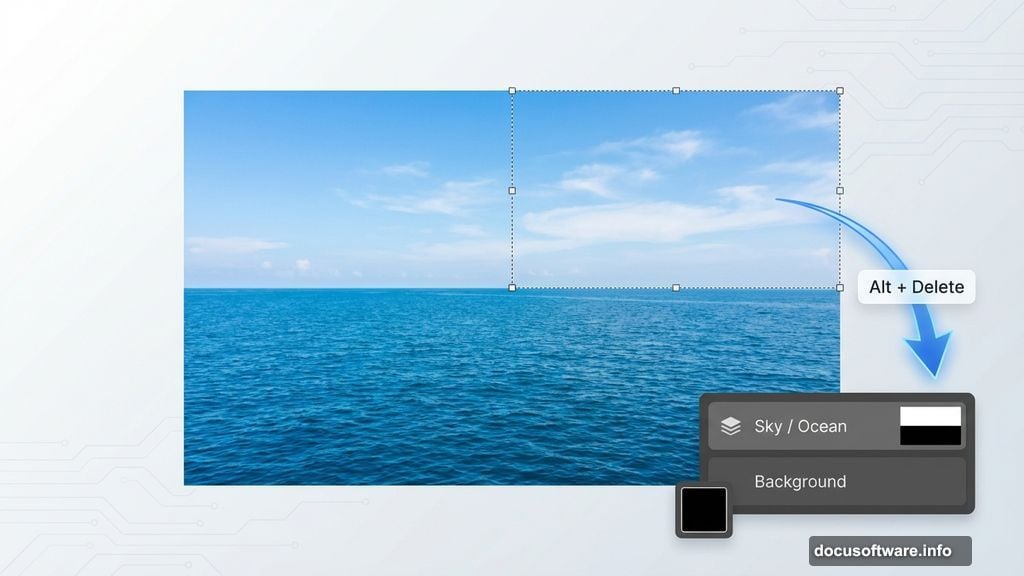 Create layer mask using rectangular marquee tool to remove sky