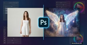 Before and after Photoshop angel manipulation tutorial transformation example