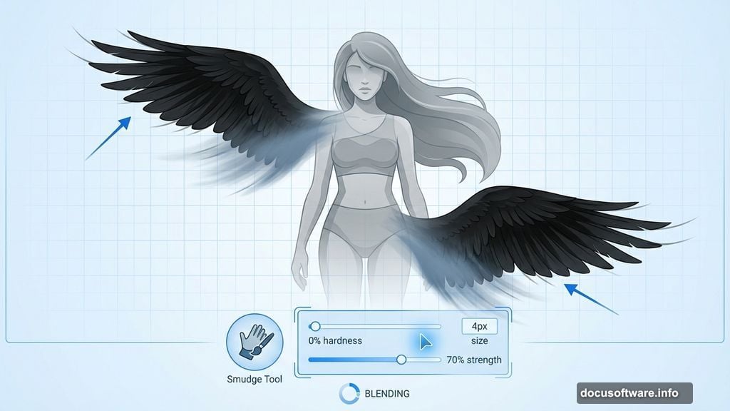 Bird wings placed above and below subject create depth attachment