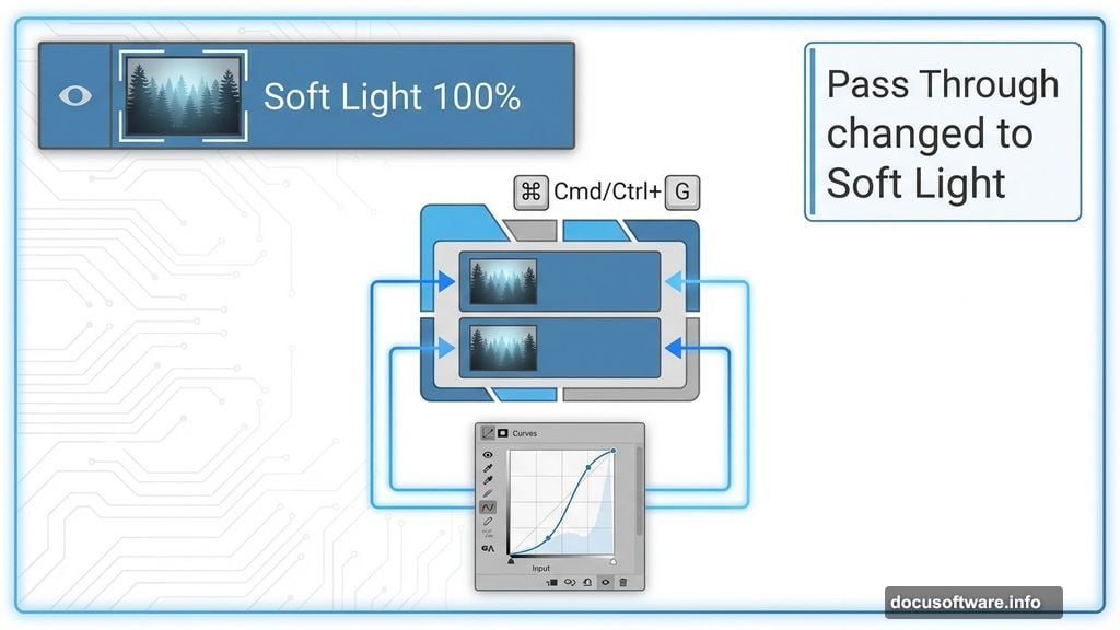 Group blend mode controls which layers adjustment layers affect