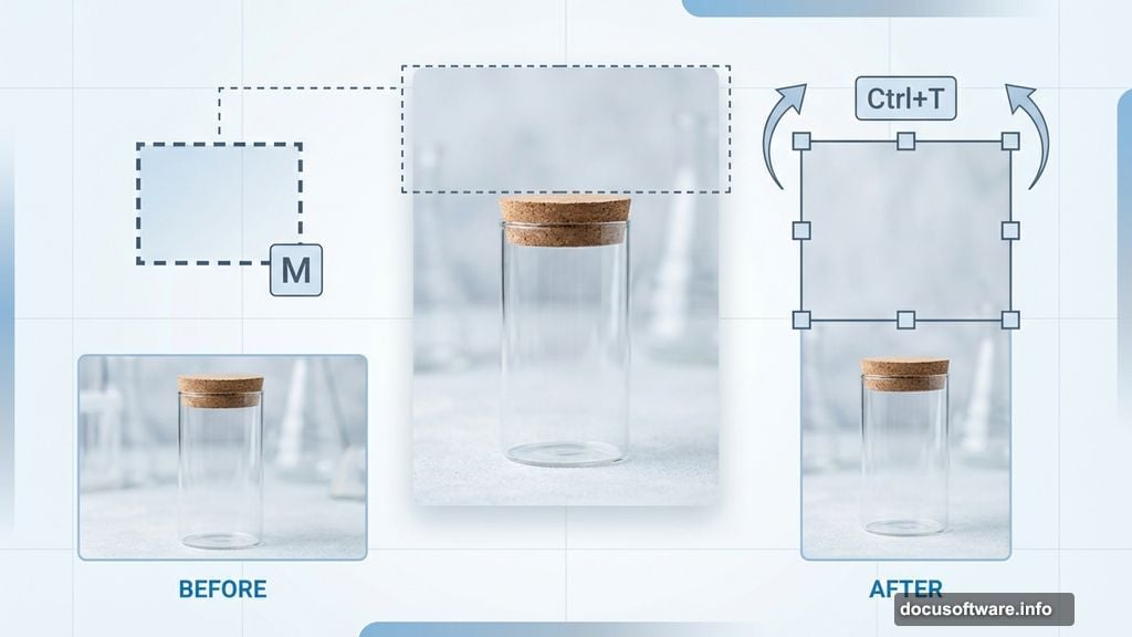 Free Transform technique stretches background while keeping glass sharp and undistorted