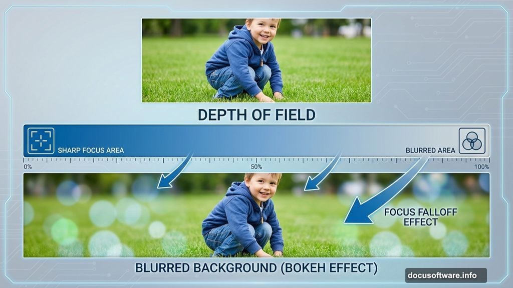Depth of field effects create realistic focus blur in compositions