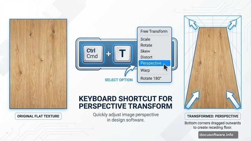 Applying perspective correction to create receding hardwood floor effect