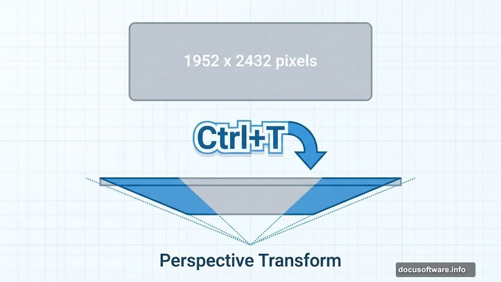 Free Transform perspective creates vanishing point for three dimensional illusion
