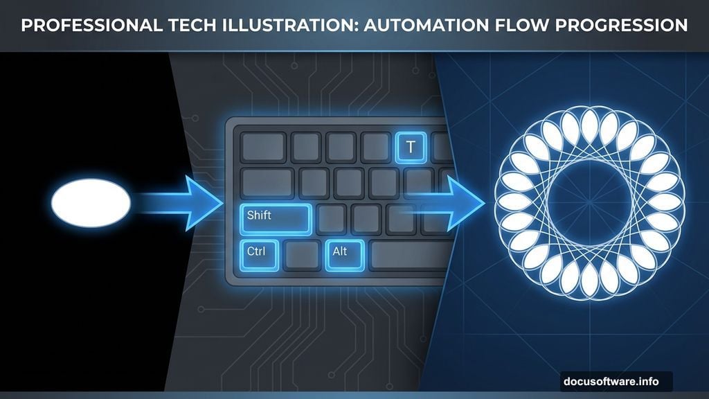 Keyboard shortcut duplicates and transforms shapes into circular spirograph patterns