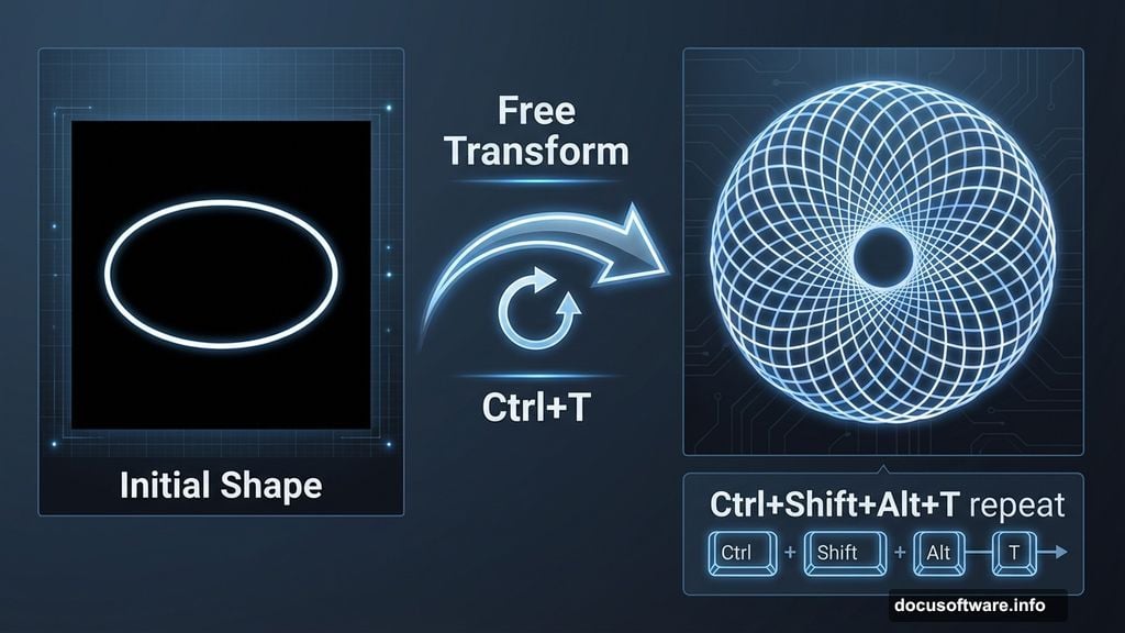 Transform and duplicate ellipses to create spirograph patterns in Photoshop