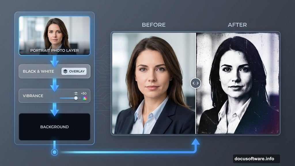 Layer adjustments create distinctive grungy Bourne Legacy poster effect