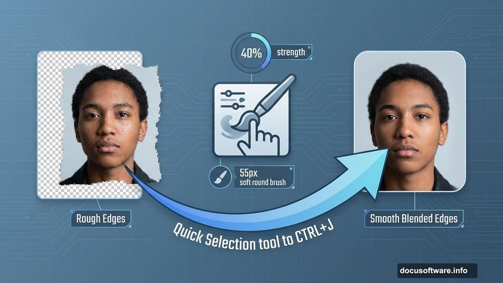 Extract and position subject using Quick Selection and Smudge tool
