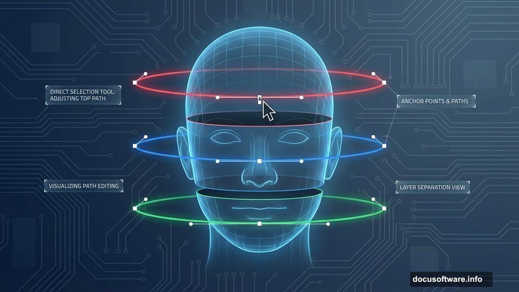 Mark head cut line with ellipse path for stacking effect