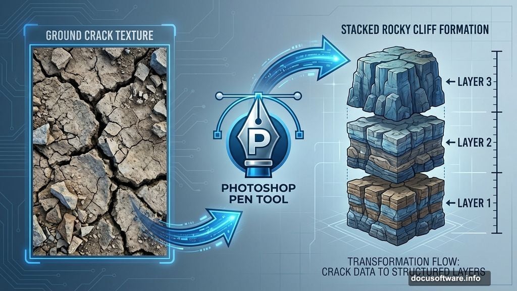 Building rocky mountains from crack images using Photoshop stacking technique