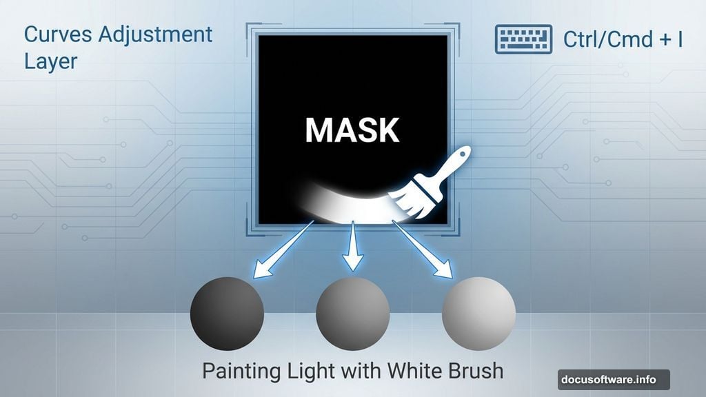 Paint light into scene using inverted Curves mask technique