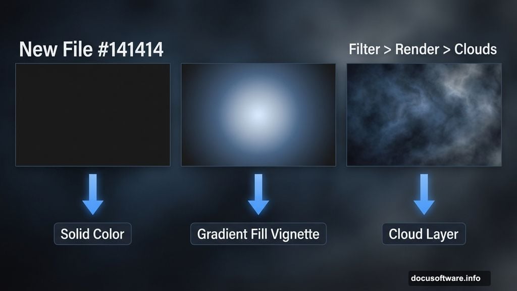 Building a dark moody background using solid color and vignette gradient