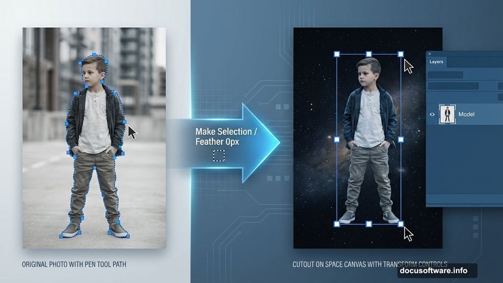 Pen Tool selection closing anchor point to cut out model