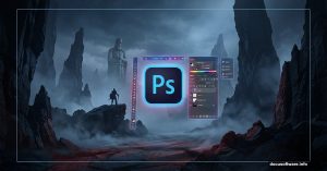 Dark cinematic matte painting landscape created using Photoshop photo manipulation