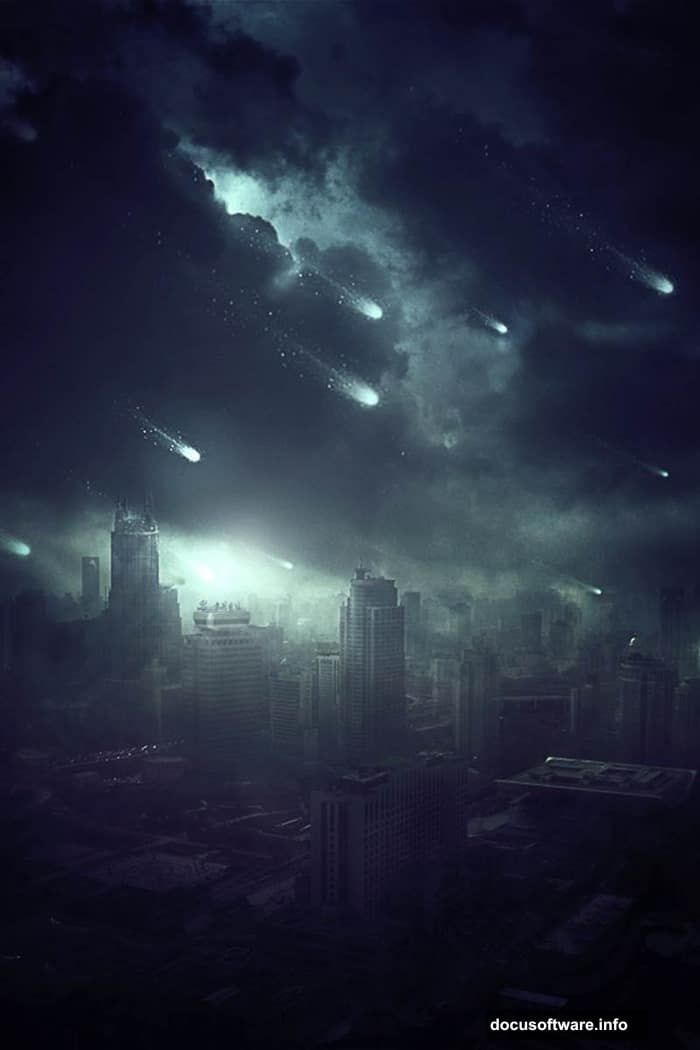 Portrait orientation canvas gives vertical space for falling meteors