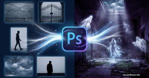 Stock photos transforming through Photoshop into haunting composite scene
