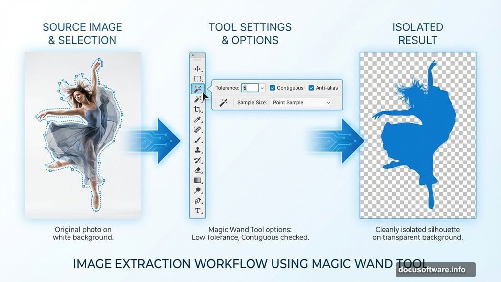 Magic Wand tool isolating dancer stock image from white background