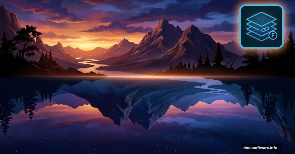 Landscape photo split horizontally with bottom half flipped upside-down