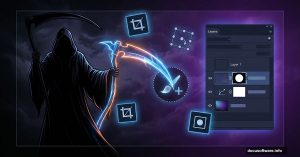 Grim Reaper silhouette merging with Photoshop tools and layer masks