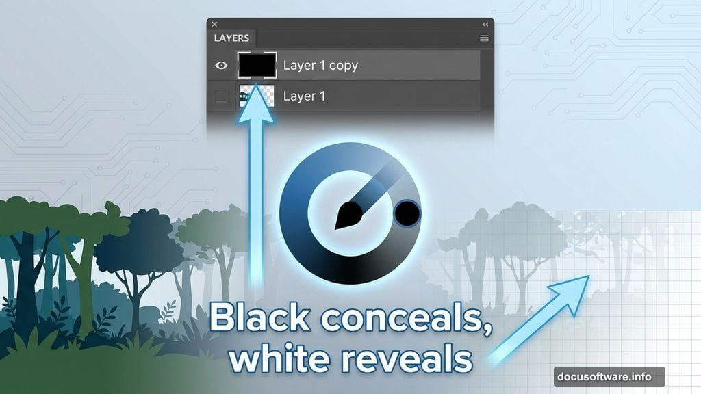 Layer masks with black brush blend elements seamlessly