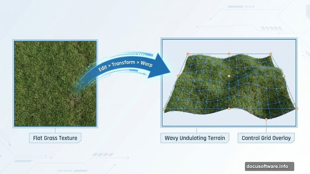 Warp tool molds grass texture into natural rolling hills