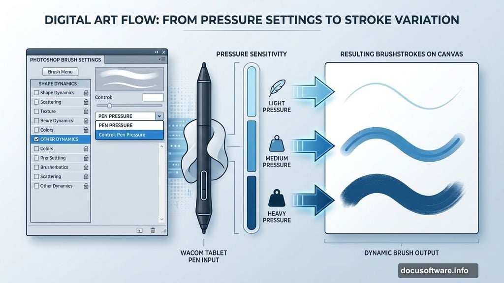 Pen pressure control creates natural-looking brushwork with Wacom tablet