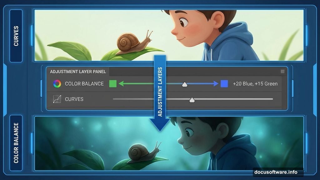 Adjustment layers control mood and atmosphere in fantasy scenes