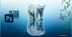 Polar bear with water reflection demonstrating Photoshop photo manipulation techniques