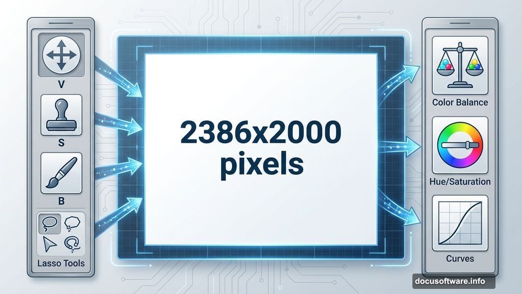 Photoshop tools and adjustment layers for photo manipulation workflow