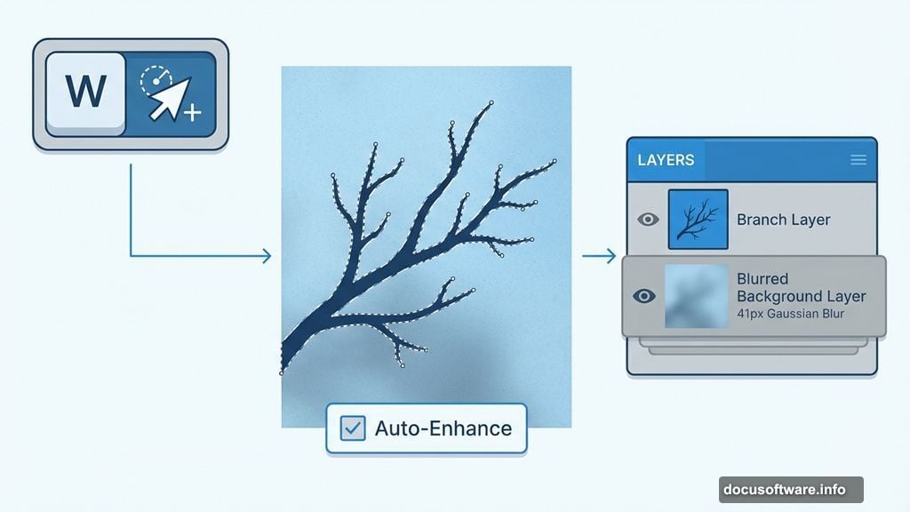 Quick Selection Tool isolates branch from background for foreground elements