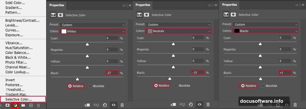 Environmental shadows painted with black brush suggest light source from left