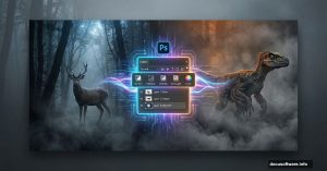 Deer and raptor composite split by Photoshop layers panel