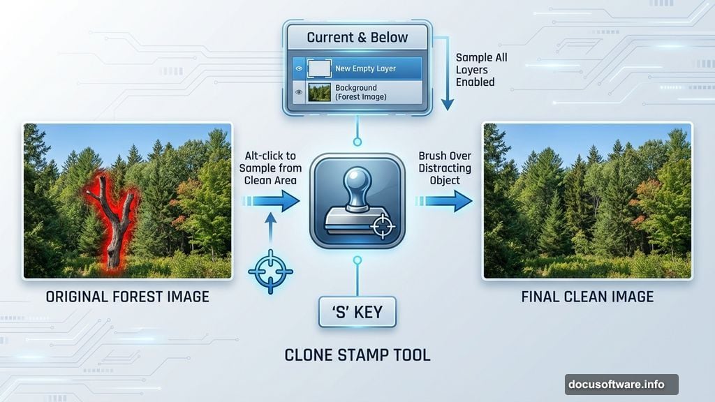 Remove unwanted elements with Clone Stamp Tool non-destructive editing