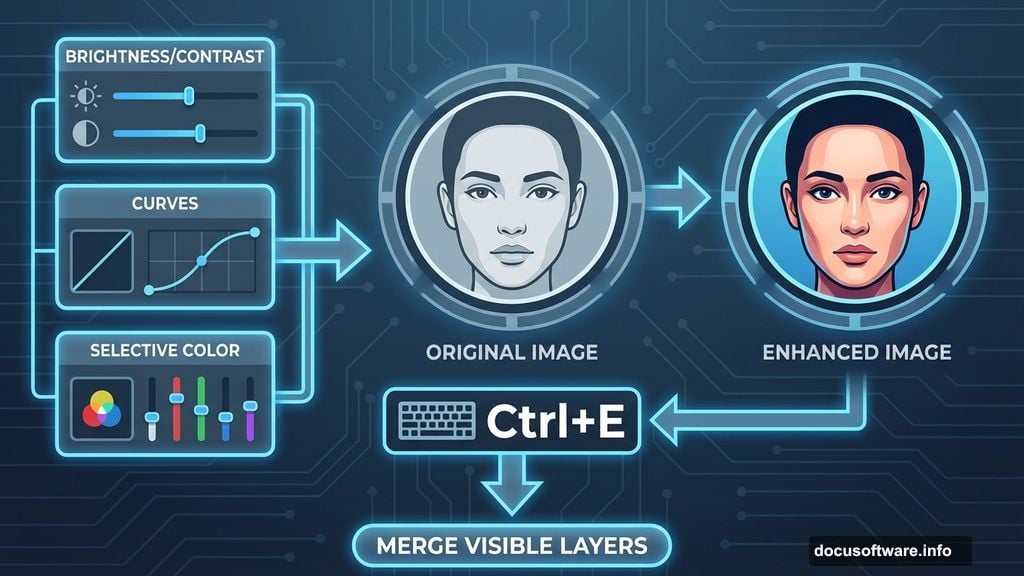 Layer adjustments create professional color balance for portrait effects