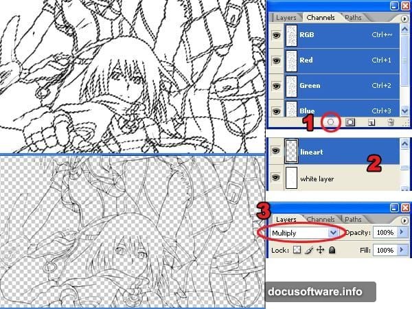Magic Wand tool with Tolerance 50 blocking in anime base colors
