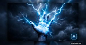 Hand shooting bright lightning bolts demonstrating Photoshop electrical effects tutorial