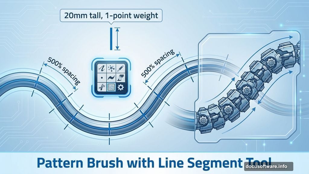 Creating mechanical segments using Illustrator pattern brush with spacing