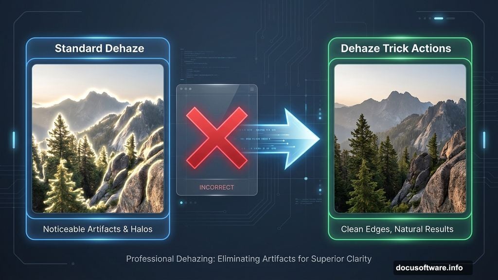 Bright glow around trees and rocks from aggressive feathering