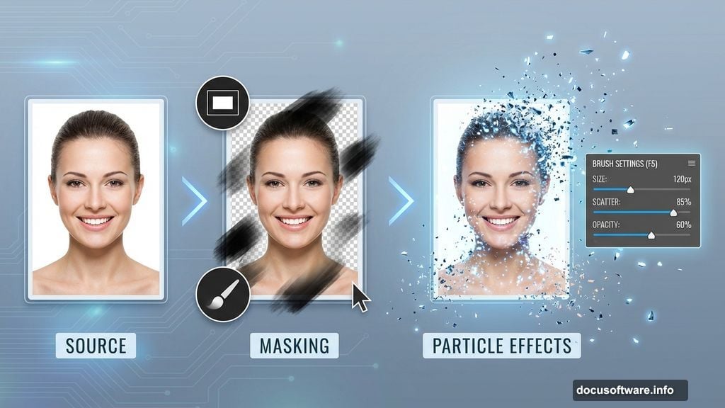 Creating disintegration edges using layer mask and debris brushes technique