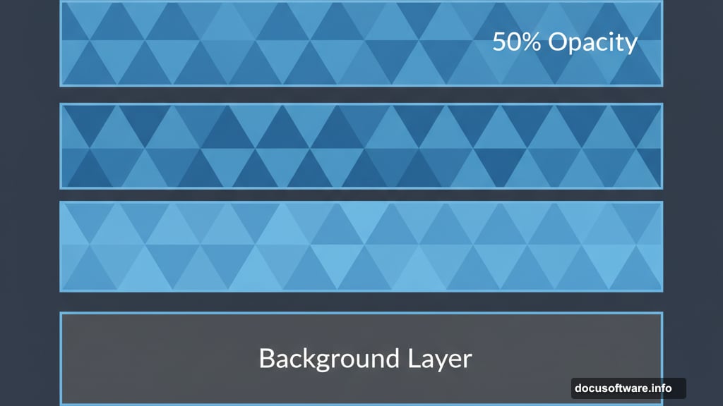 Three total layers with adjusted opacity settings create triangles