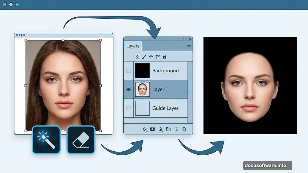 Model extracted from background onto solid black layer in Photoshop