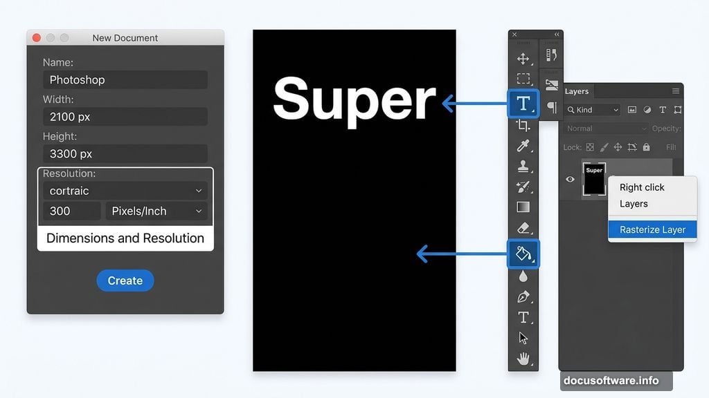 Setting up canvas and placing Tetra font text in Adobe Photoshop