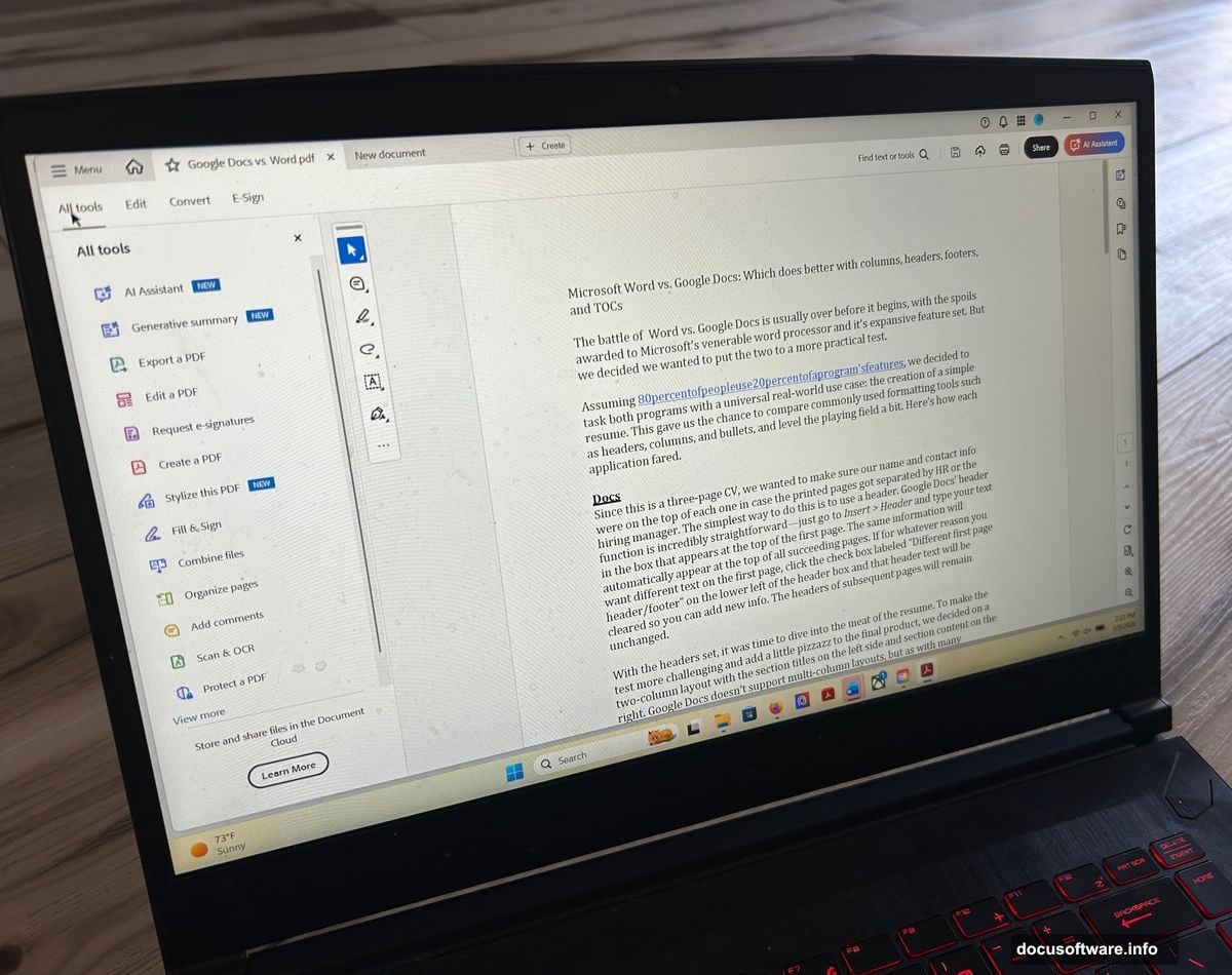Adobe Acrobat Standard polished interface with tabbed document workspace