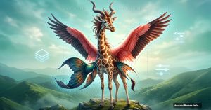 Fantasy giraffe-fish hybrid creature built using Photoshop photo manipulation